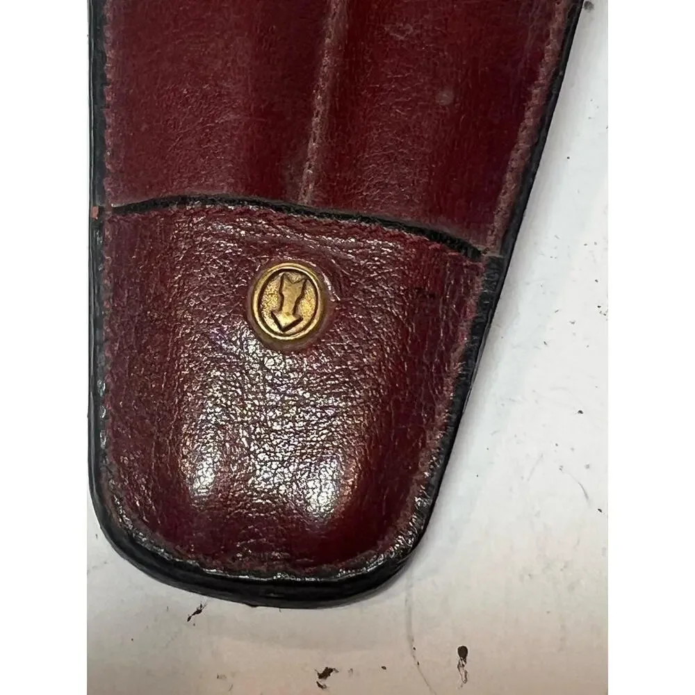 Vintage Hoffritz W. Germany Leather Razor Case Black & Burgundy Collectible
